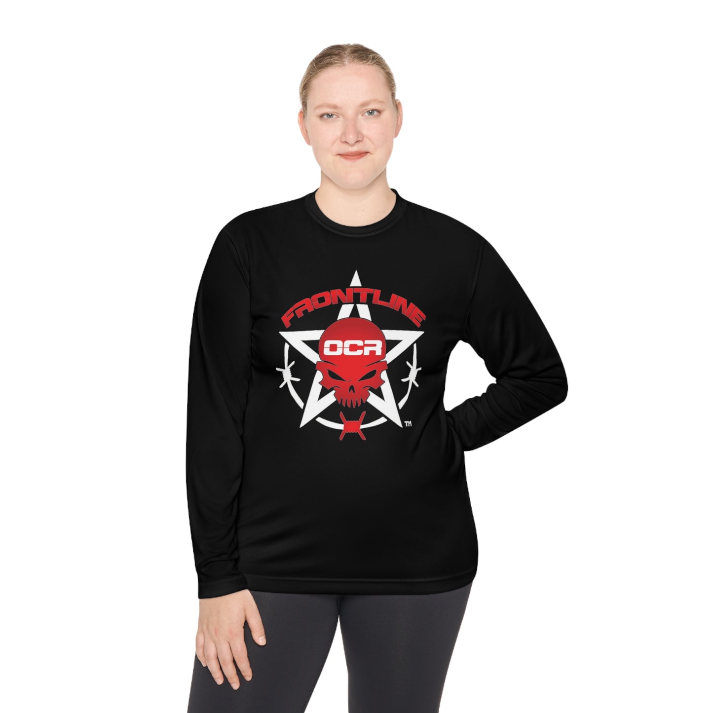 Frontline OCR long sleeve race shirt-Race Day Red Earn It flag